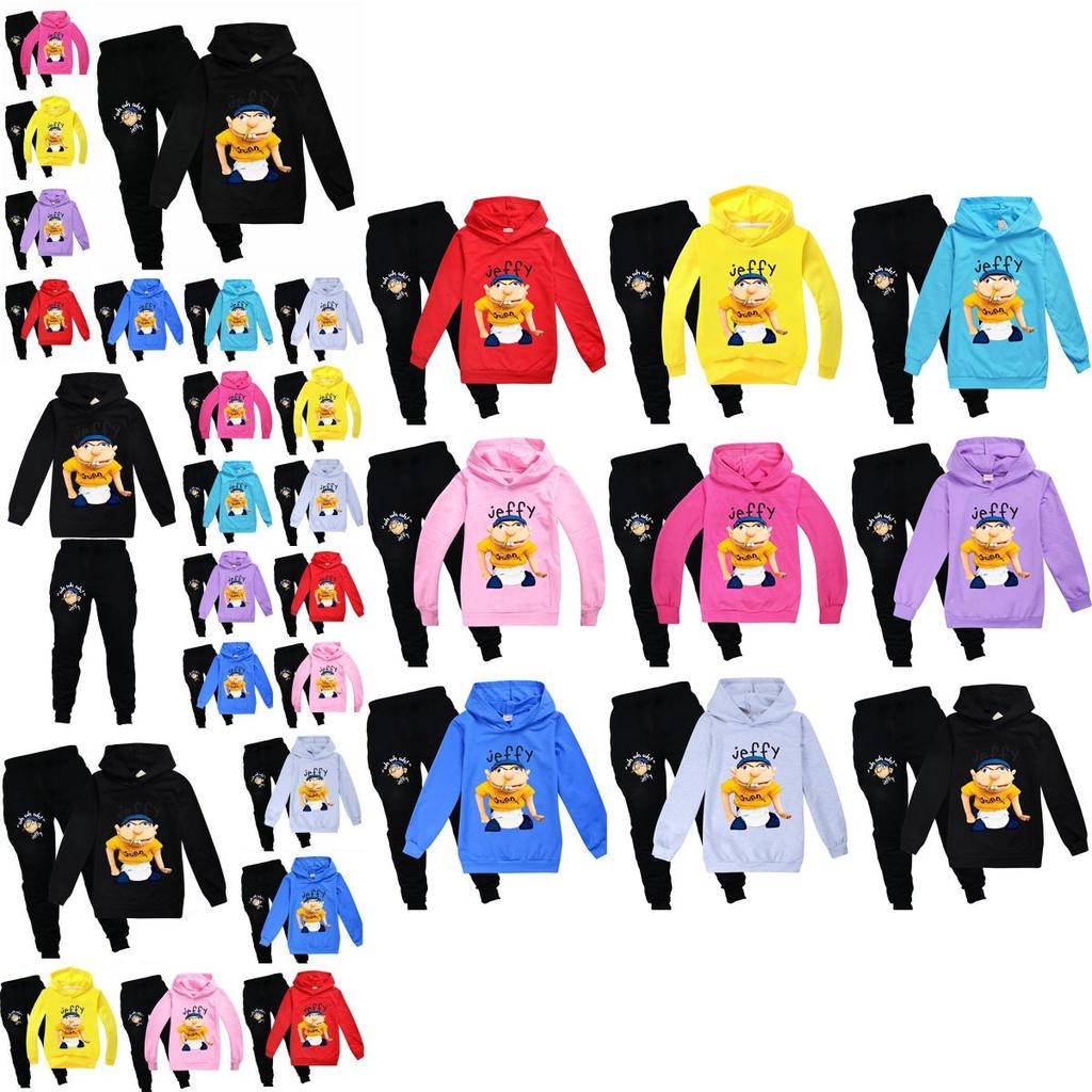 Jeffy Puppet Hoodies voor kinderen, casual trainingspakken voor lente en herfst, met heldere digitale print en verfijnde stiksels.
