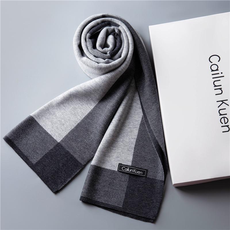 2026 New Men's Wool Plaid Scarf – Trendy Knitted Korean Style, Versatile and Warm Winter Accessory