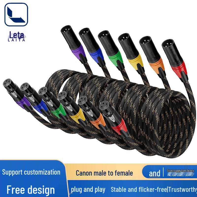 Professional XLR Male to Female Balanced Audio Cable for Studio and Live Broadcast, Customizable Colors