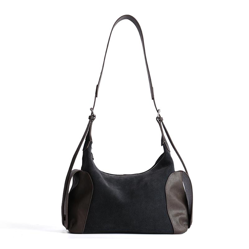 New Ladies leather multi pocket practical diagal cross bags women's suede bag fashiable designer style trendy shoulder bag