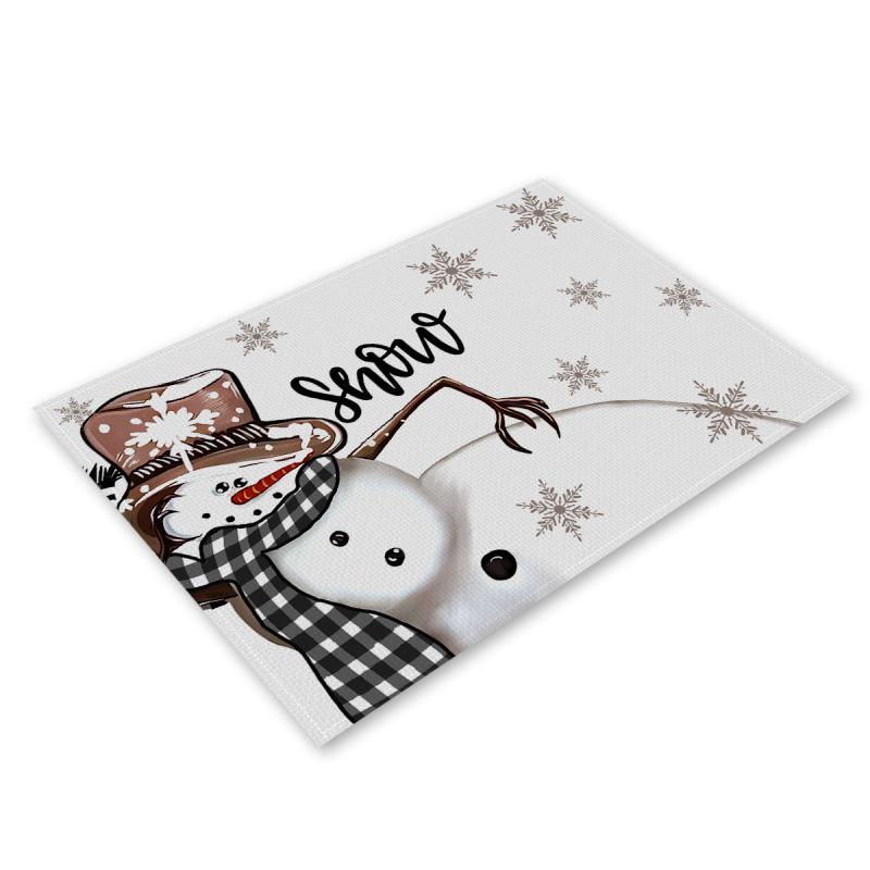 Festive Christmas Linen Table Mats - Heat Resistant Western Style Decor