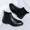Mens Fashion Chelsea Boots Black Stylish Carved Brogue Shoes Business Office Dress Original Leather Boot Gentleman Ankle Botas