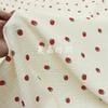 0.5m/1m/2m Soft Khaki Strawberry Print Double Crepe Gauze Fabric 100% Cotton Fabric DIY Sewing Clothing Baby Breathable Texture