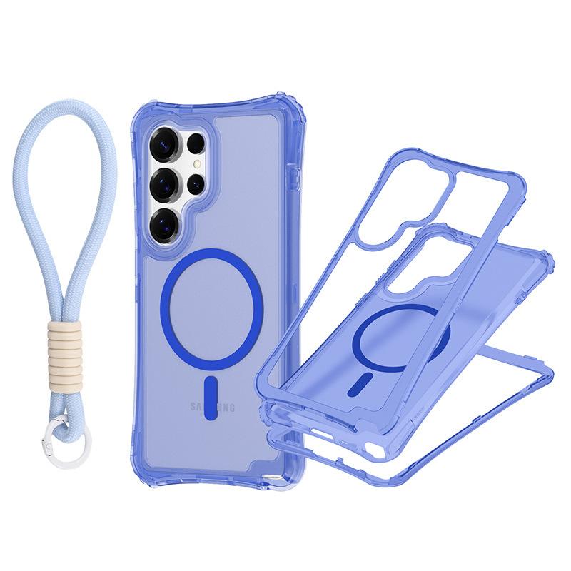 For Samsung S25 ULTRA Magnetic Skin-feeling Three-in-one Mobile Phone Case with Strap