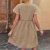 Women's Dress Casual Summer Solid Color V-neck Short Sleeved Dress