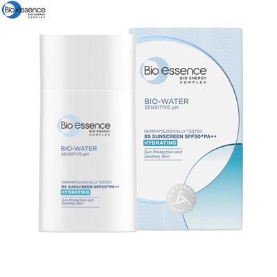 Bio-Essenz, Bio-Wasser, empfindlicher pH-Wert, dermatologisch getestet, B5-Sonnenschutz SPF50+ PA++, feuchtigkeitsspendend, 40 ml.