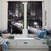 2pcs Stylish Black White Cityscape & Moon Pattern Curtains, Designed for Light Blocking, Premium Material, Suitable for Living R