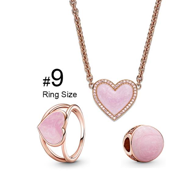 

Розовый Пейсли Любовь Кольцо Ожерелье Комплект Розовое Золото Модные Романтические Женские Украшения Отправить Друзьям Подарок Вечеринка Помолвка