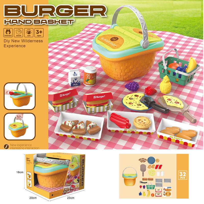 Children'S Play House Kitchen Furnace Tools Tools Simulation Fruit Vegetable Food Storage Basket Toy Set