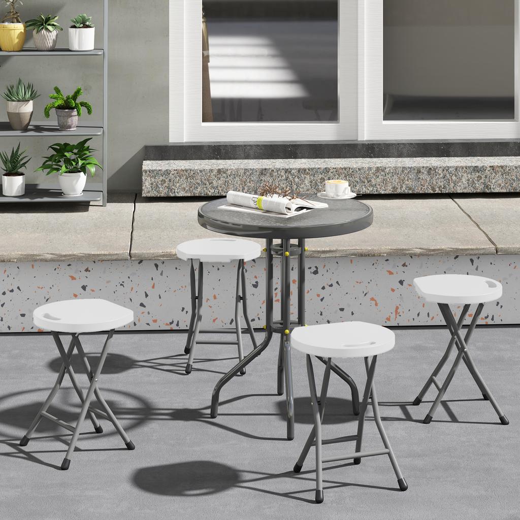 Set Of Four Folding Carry Stools White
