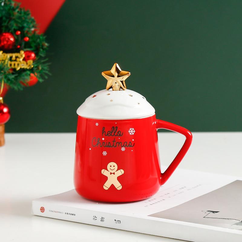 

Креативная Рождественская керамическая чашка Рождественская кружка с крышкой ложкой Рождественская чашка для воды чашка для кофе сувенирная чашка 401-500ml