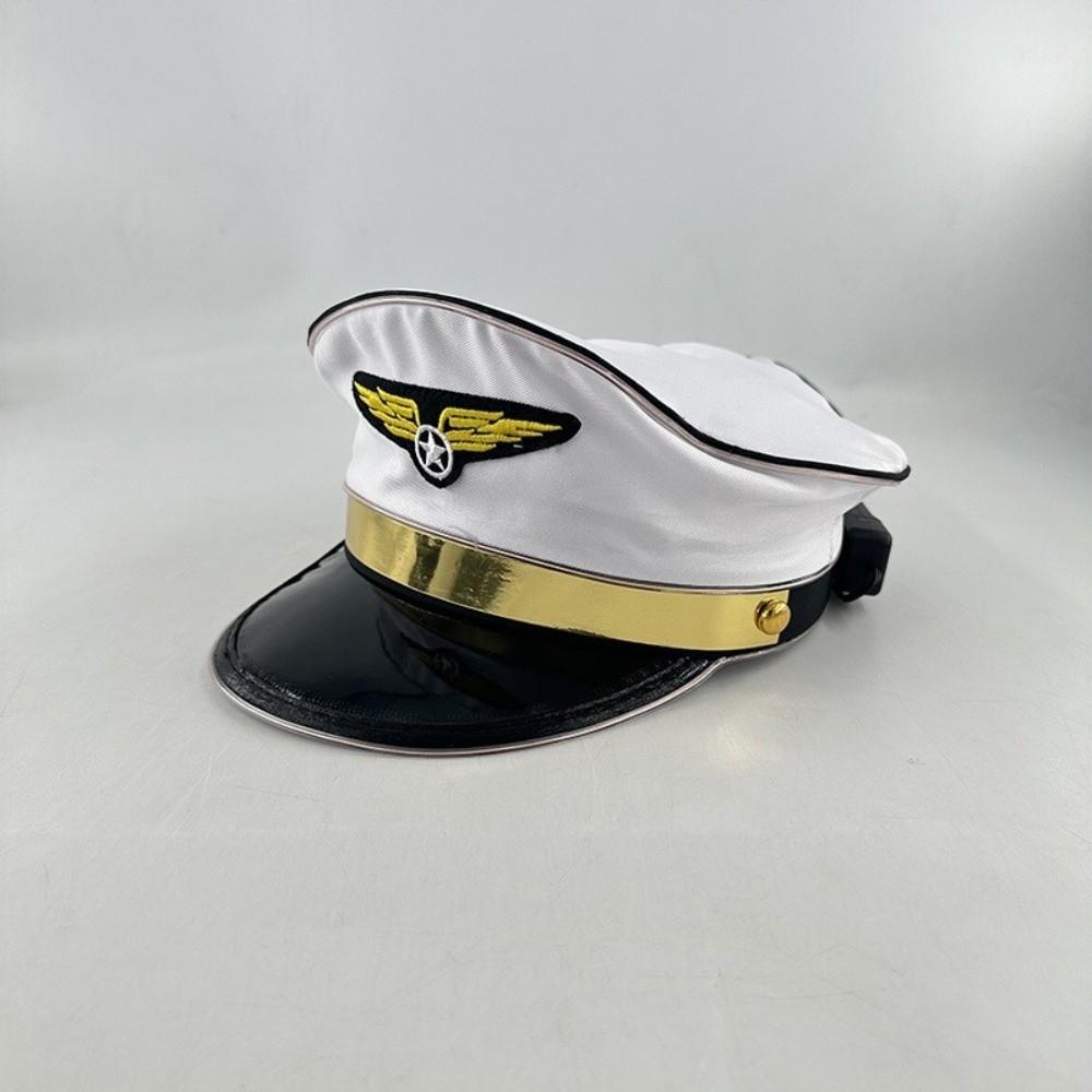 Breathable LED Light Up Pilot Hat Boost Party Vibe Luminous Air Force Hat Halloween Christmas