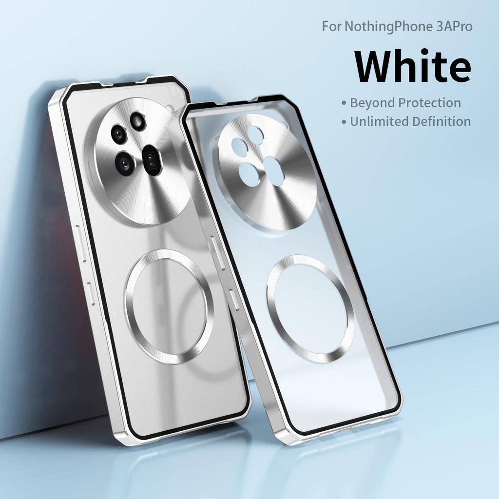 Luxury Magnetic Hybrid TPU Electroplate Bumper Frame Case for Nothing Phone 3 5G Clear Frosted Back Shockproof Cover