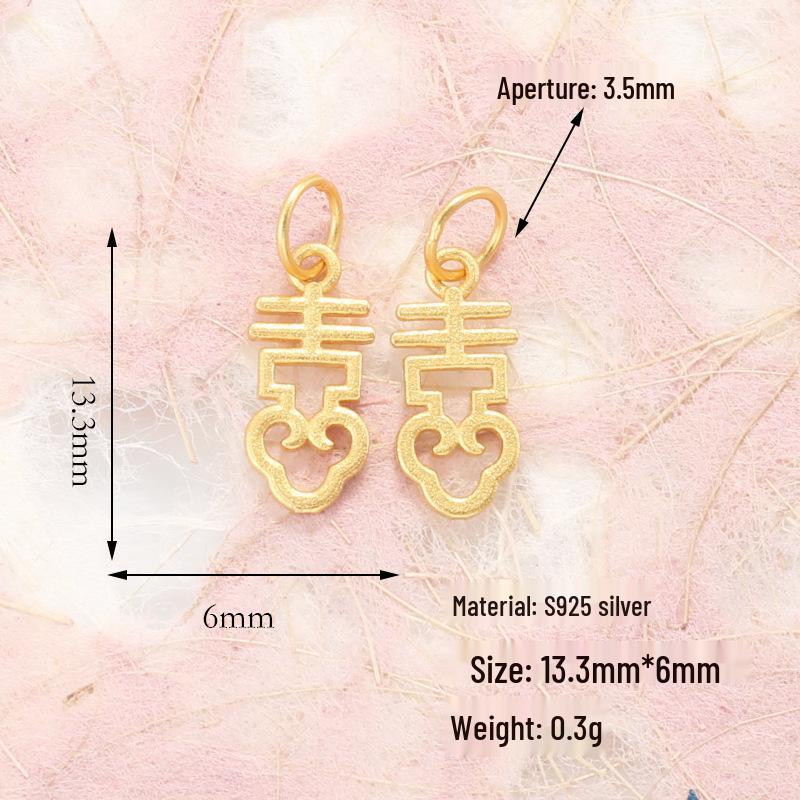 S925 Silver Gold-Plated Butterfly Abacus Pendant with Fu Character for DIY Bracelet & Necklace