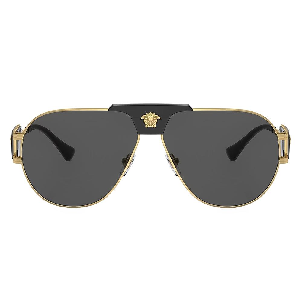 Versace  Ve 2252 100287 63mm Unisex Aviator Sunglasses Gold   Black