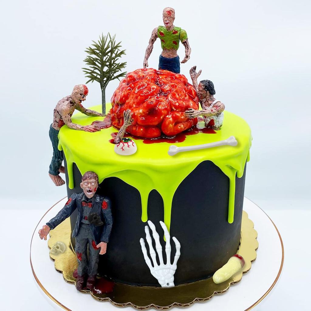 17pcs Zombie Cake Decoration Zombie Cake Toppers Zombie Figure Themed Party Decorations for Birthday Theme Wedding Party