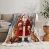 Christmas Blanket Funny Santa Claus Throw Blankets for Girls Boys Super Soft Warm Fleece Flannel Deer Fox Animal Throws Gifts