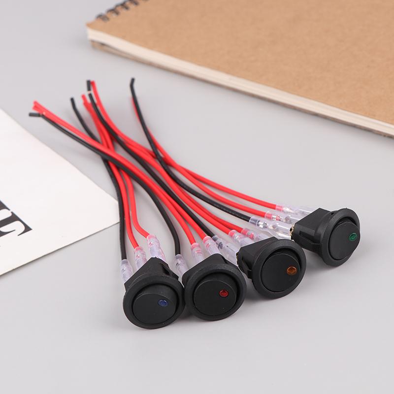 12V/20A LED Light Boat Switch Round Cat-eye Car Modified Switch PlugSpring With Wire