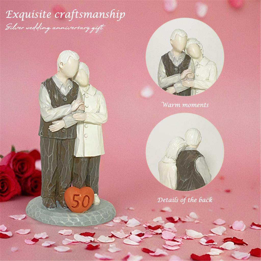 Resins Decorative Statue Commemorates Special Anniversaries Romantics Loving Elderly Couple Sculpture for Valentines Day