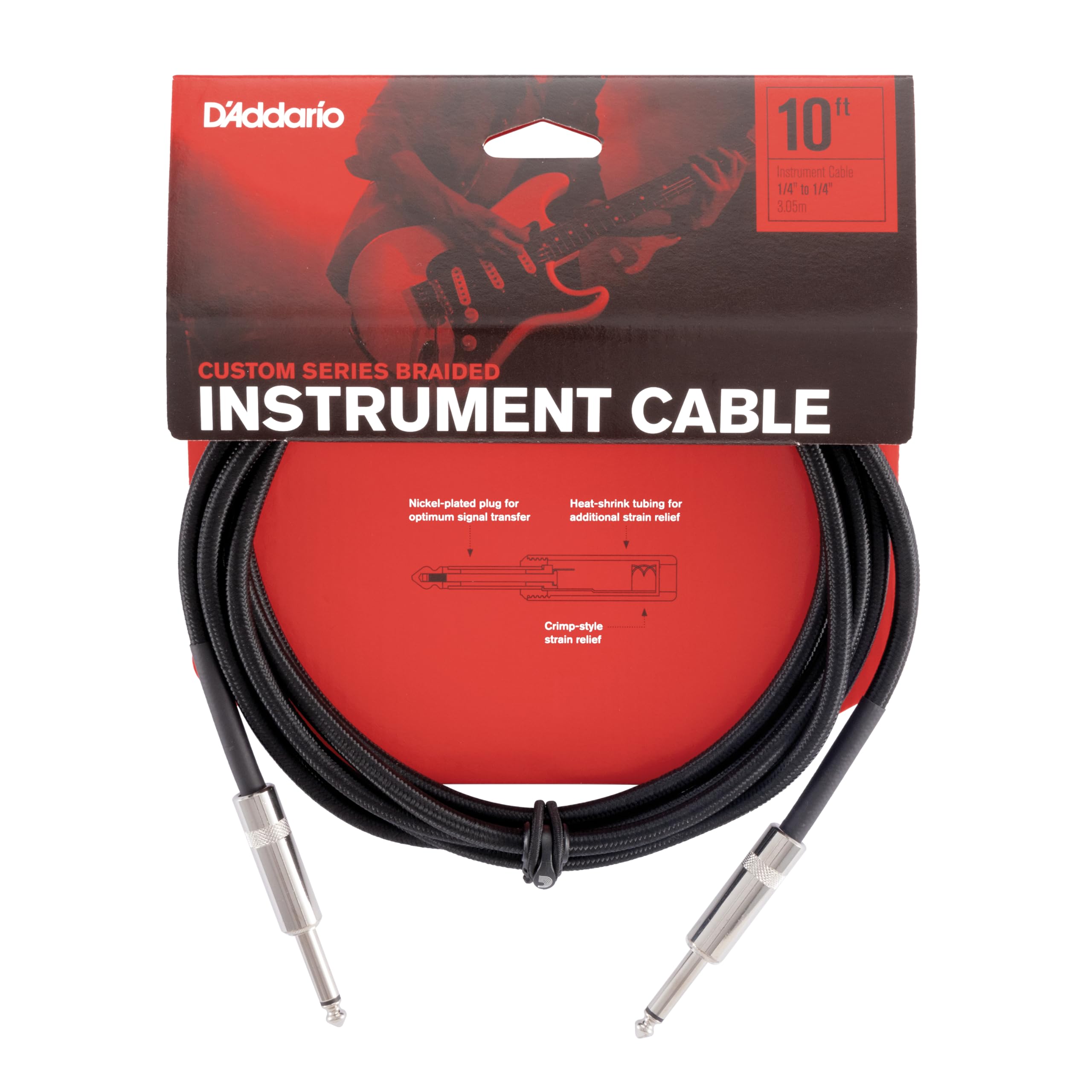 

Экранированный кабель Custom Series Braided Instrument Cable Black D Addario (Гитарный щит) PW-BG-10BK (3,0 м СС) [] чёрный