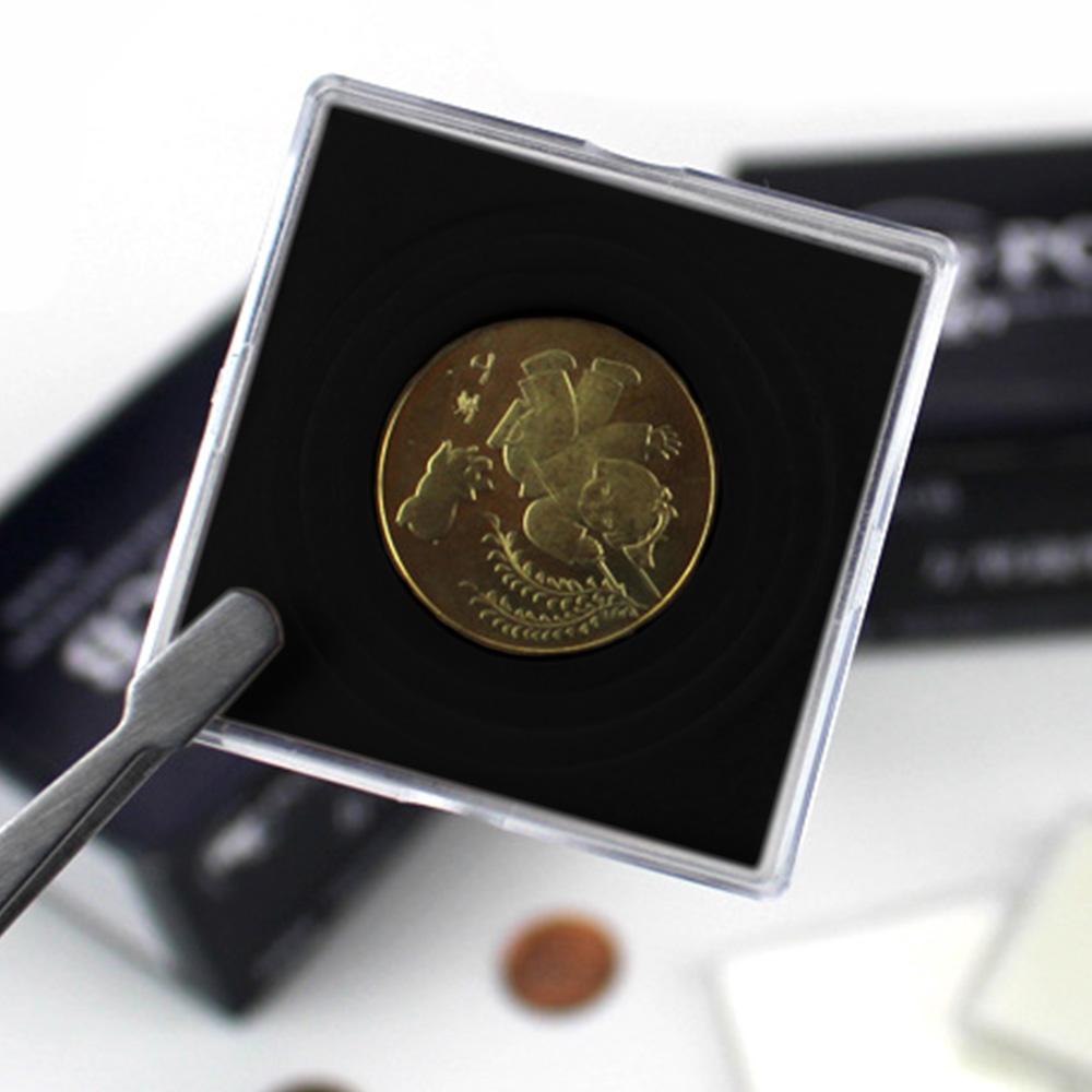20pcs Plastic Coin Storage Box Protection Container Capsules Square Foam Holder Coin Collection Box Transparent 20/25/30/35/40mm