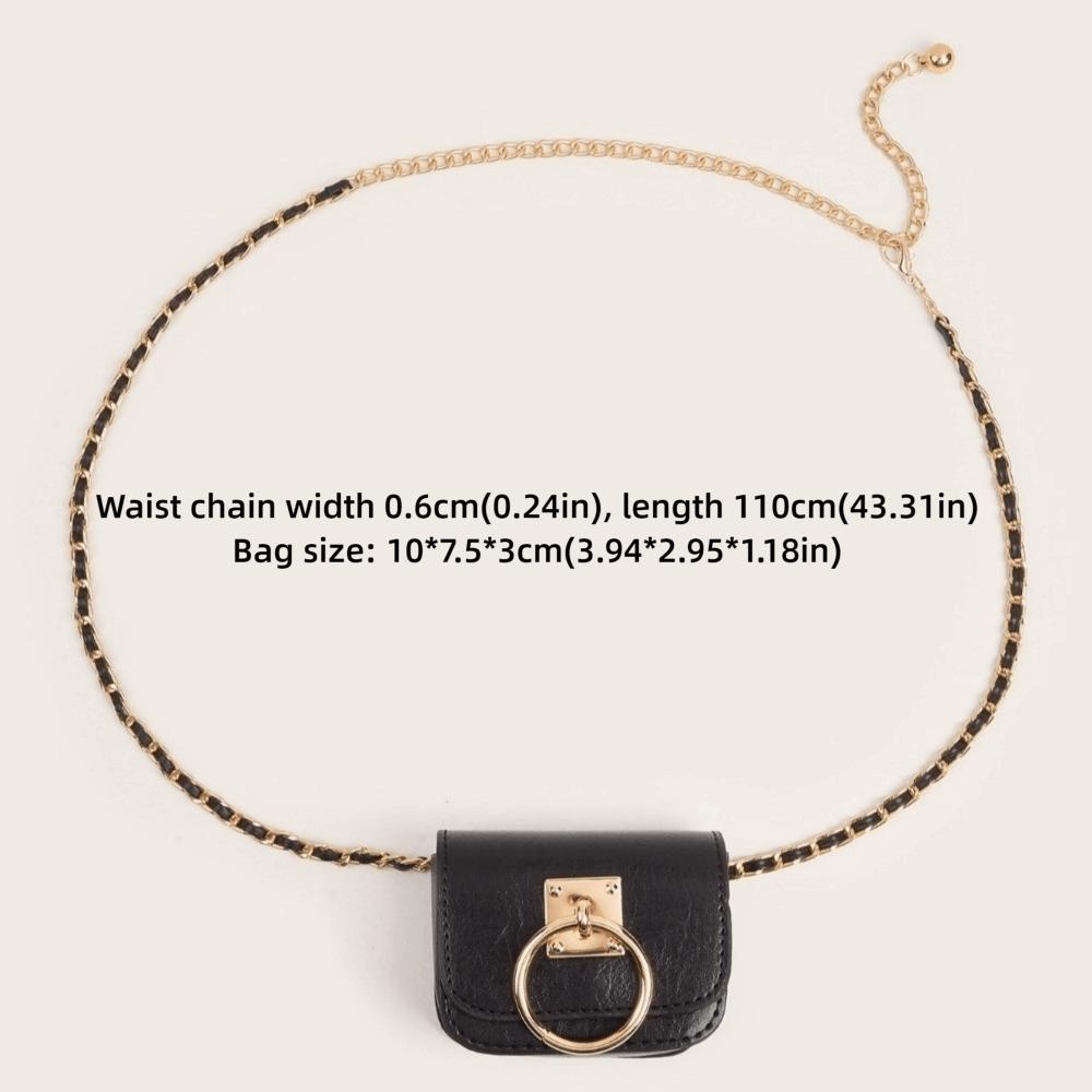 Fashion Square Women Vintage Belt Bag PU Leather Dual-purpose Gothic Fanny Packs Travel Waist Purse Y2K Style Metal Buckle Belts