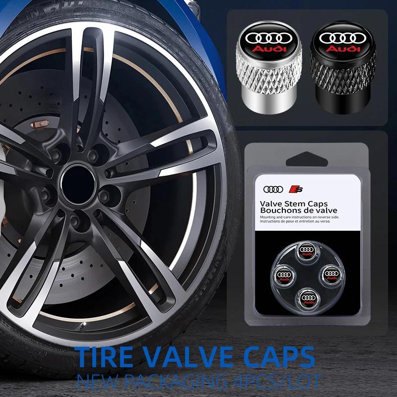 2026 Hot 4Pcs 3D Aluminum Car Wheel Tire Air Valve Dust Caps For 22x Sline A1 A2 A3 A4 A4L A5 A6 A7 A8 A8L TT Q1 Q2 Q3 Q4 Q5 Q6 Q7 Q8 B2 D2