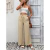 Independent Station Women's Solid Color Loose High Waist Wide Leg Cotton and Linen Trousers for Women