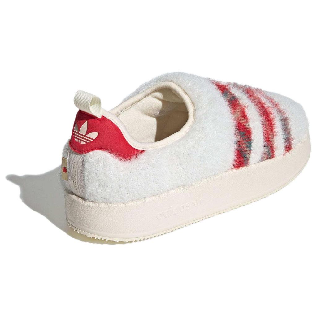 Adidas Originals Puffylette Stoff Synthetikleder Runde Zehenpartie Slipper Warm Wasserdicht Low-Top Freizeitschuhe Unisex Freizeitschuhe Weiß Rot ID6141