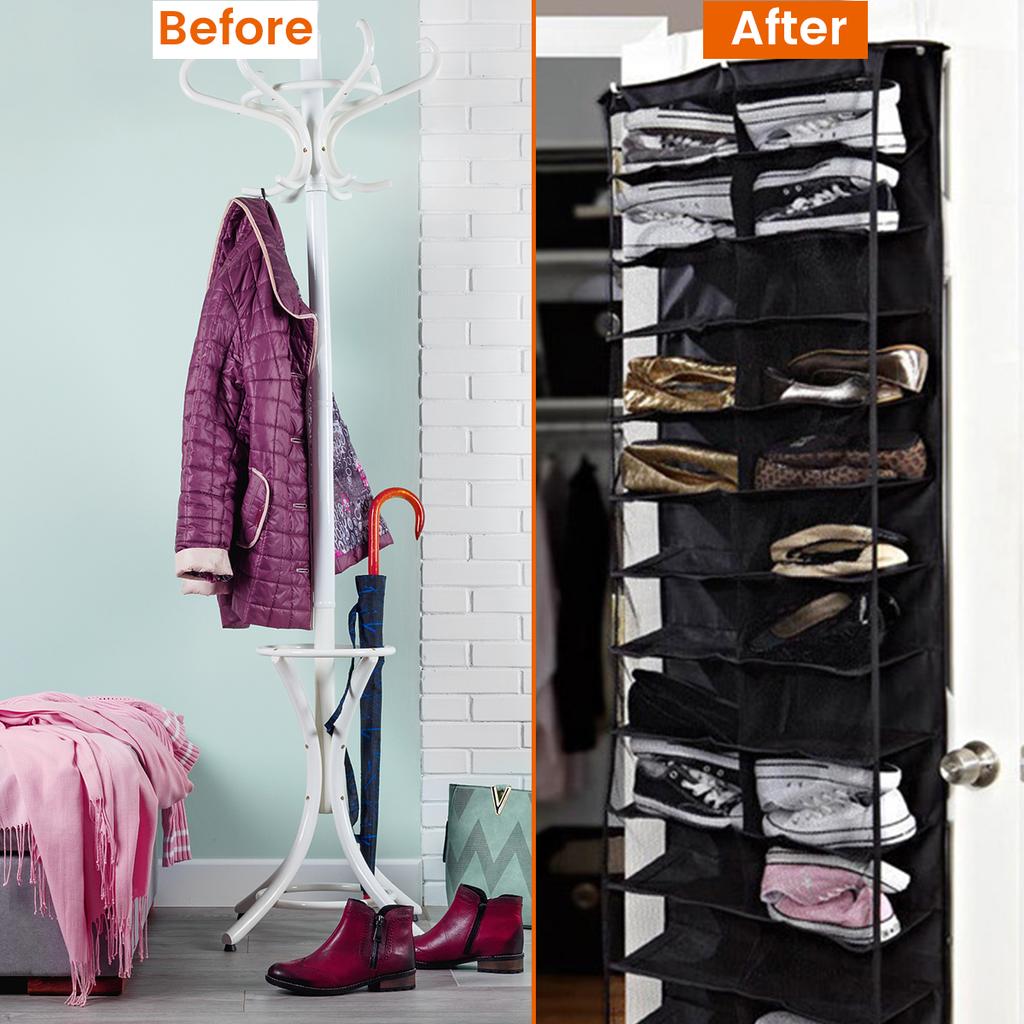 26 Layer Over The Door Shoe Shelves Large Shoe Hanger Door Hanging Storage Space Organizer Rack Wall Storage Bag Closet Holder