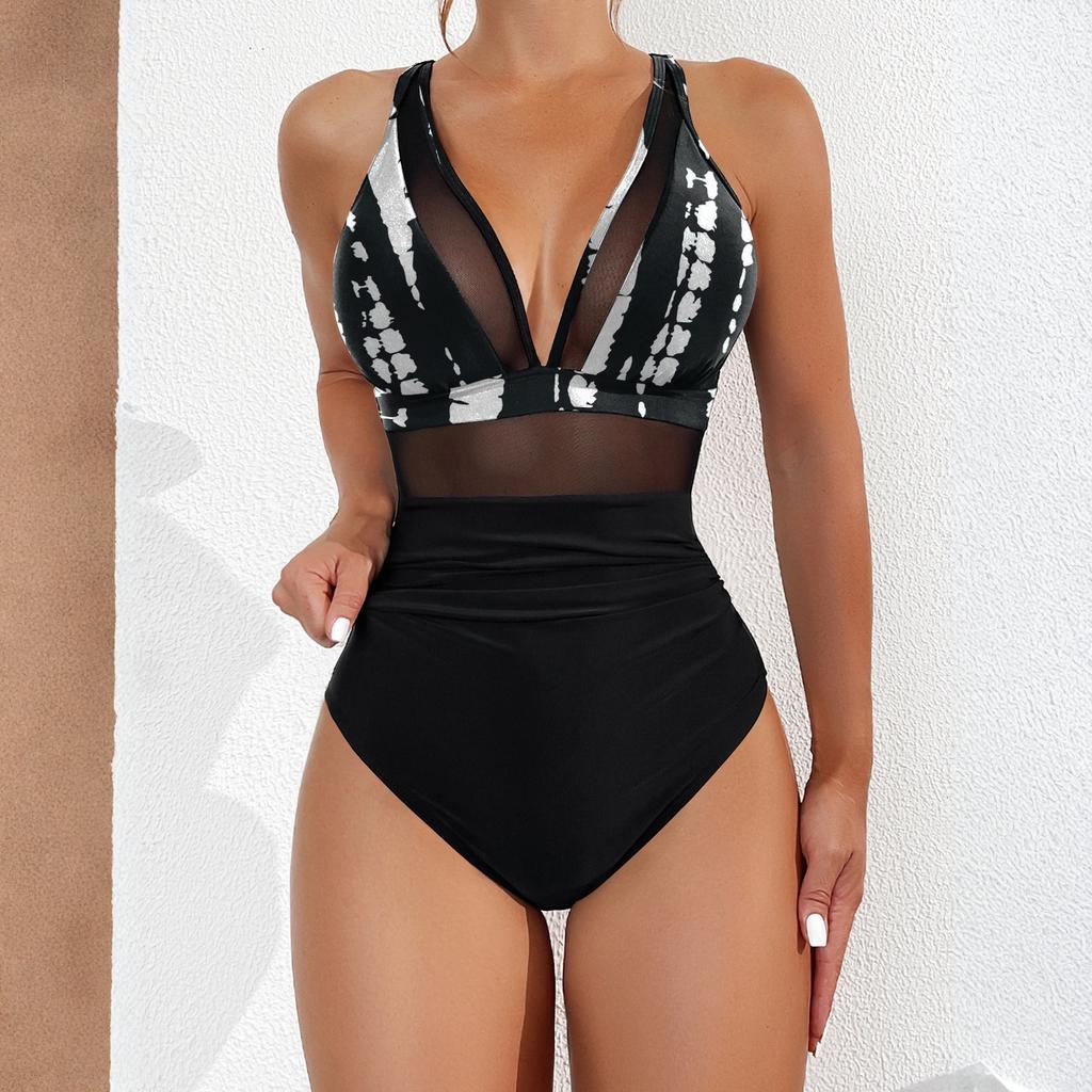 Women's Mesh Backless Sexy Bikini One-Piece Swimsuit