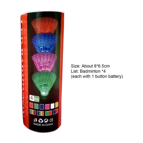 4 Peças/Conjunto Petecas de Badminton Densamente Dispostas Cabeça de Voo Estável Redonda Completa Alta Velocidade LED