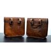 Motorcycle Goat Leather Panniers Handmade Pouch Side Real Saddlebag Bag Brown