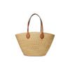 Gucci Woven Straw Tote Bag Leather Trim Large Capacity Beach Handbag 779530-9AAE9-9541