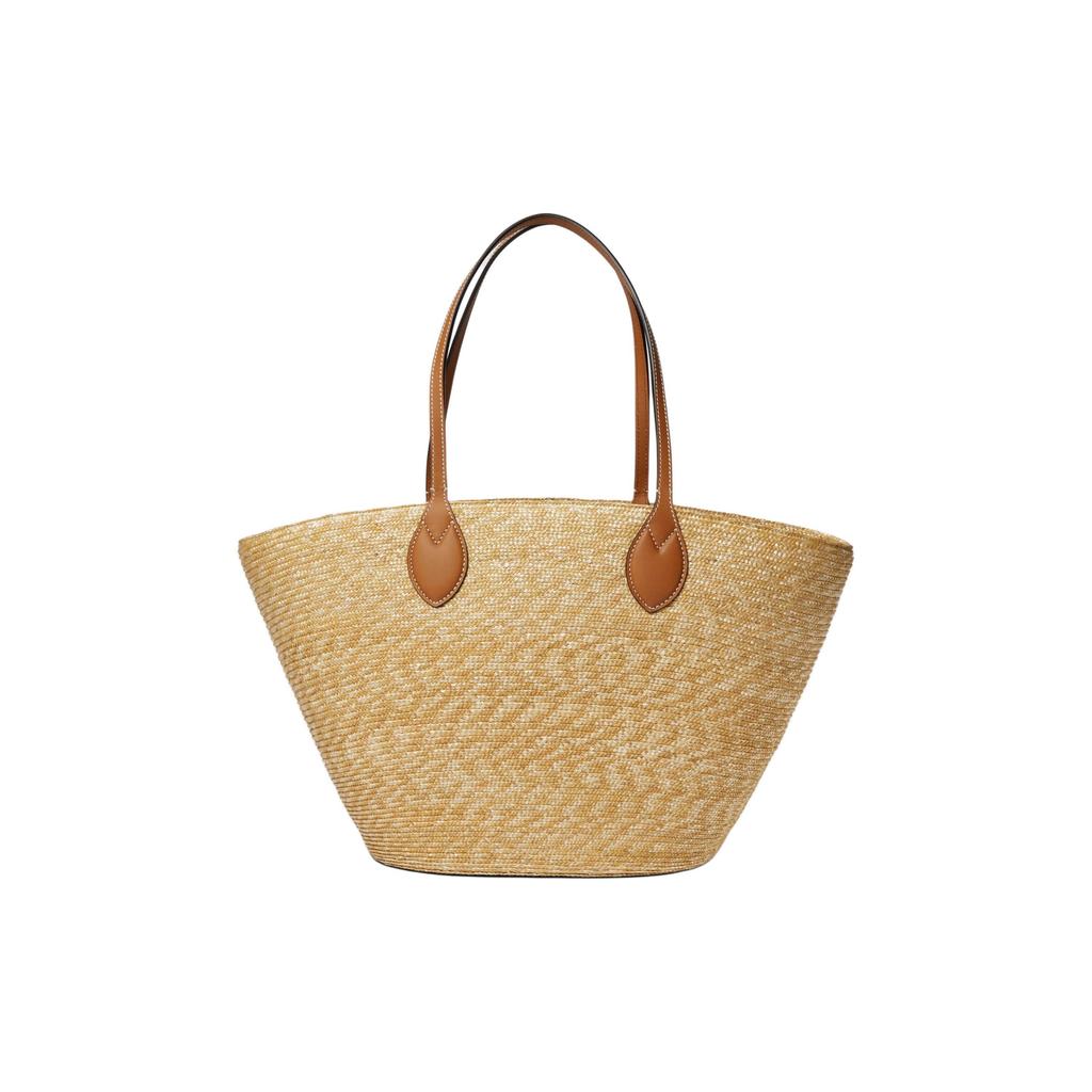 Gucci Woven Straw Tote Bag Leather Trim Large Capacity Beach Handbag 779530-9AAE9-9541