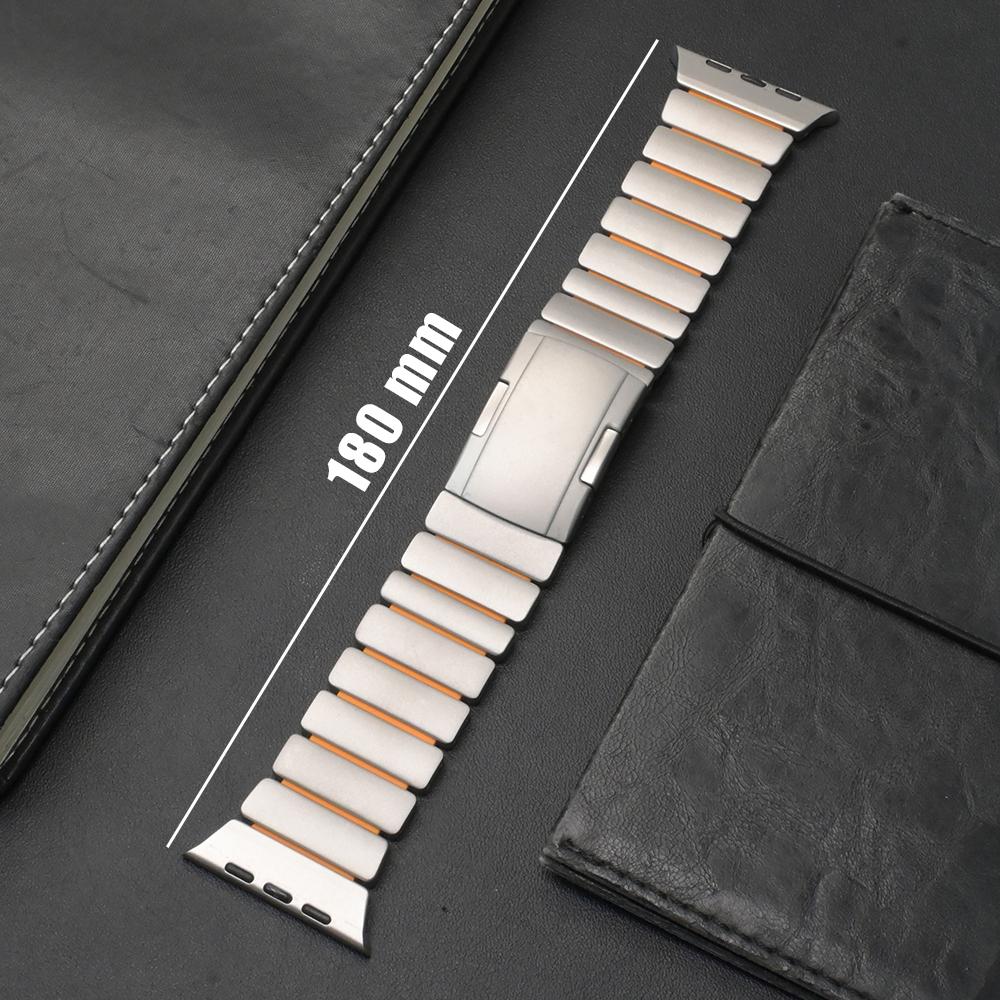 Titanium Rubber Band for Apple Watch Ultra 3 2 49mm 46mm 45mm 44mm Men No Gaps Strap for Iwatch 11 10 9 8 7 6 5 4 Se3 Bracelet