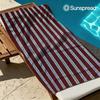 Bordeaux Rood Blauw Witte Strepen Sneldrogende Badhanddoek Microvezel strandhanddoek lichtgewicht zwemmen kamperen yoga strand uit