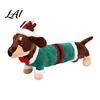 Holiday Themed Soft Toy Christmas Dachshund Plush Toy Cute Dog Stuffed Animal with Santa Hat Sweater Sweater Decor Ornament for Home Shelf Display,