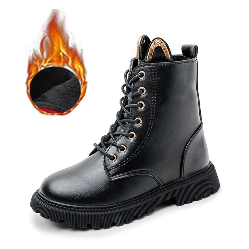 Winter 2025 Mädchen-Stiefeletten: Koreanischer & Britischer Stil High-Top Martin Stiefel mit Samtfutter