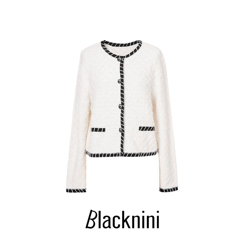

Blacknini Yin WAF/ White Butterfly Island Butterfly Yarn Quilted Jacquard Knitting Cardigan Outwear White S