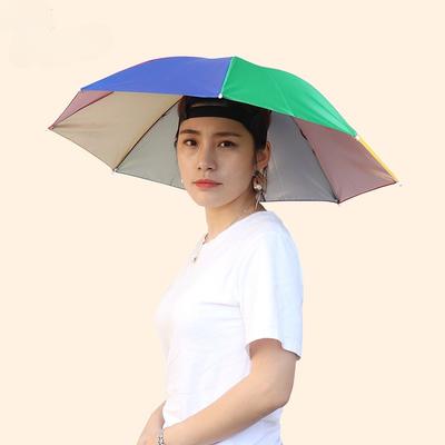 Head Mounted Rainbow Umbrella Cap, Lightweight Tea Picking Street Umbrella, Dual Use Umbrella Cap for Rain and Rain