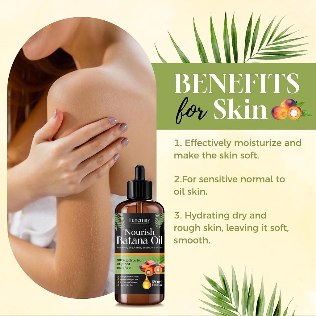 Nourish Batana Oil-Soft, Hydrating Dry and Rough Skin-Suitable for All Skin Types,120ml