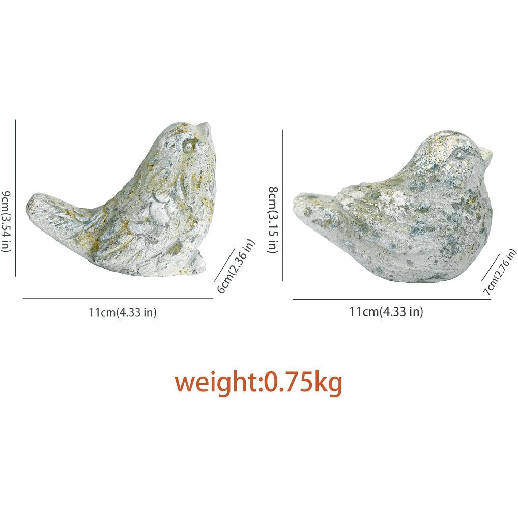 Outdoor Bird Statues Bird Decor Figurines for Home Cement Bird Sculpture for Patio Yard Lawn Ornament, 2style/Set,Indoor Outdoor Stone Bird