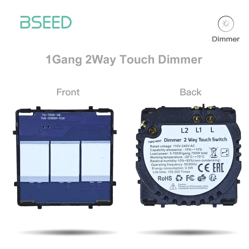 BSEED 1/2/3Gang Touch Switches 1/2/3Way Function Base Sensor Glass Panel EU Wall Sockets USB Type-c Plug DIY Free Combination