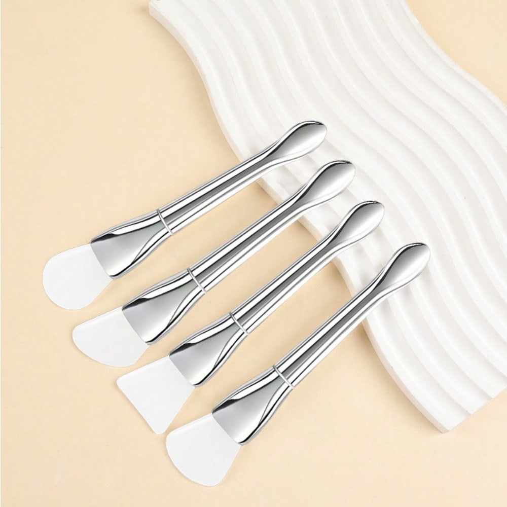 1pcs Full Skin Universal Double-Layer Silicone Facial Mask Brush, Metal Handle, Two Tone, Apply Cleaning Two In One Beauty Tool