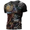 Shogunate Japanese Samurai Print Harajuku Fashion Men Round Neck Short Sleeve T-shirt Loose Comfortable Oversized Top Quick Dry