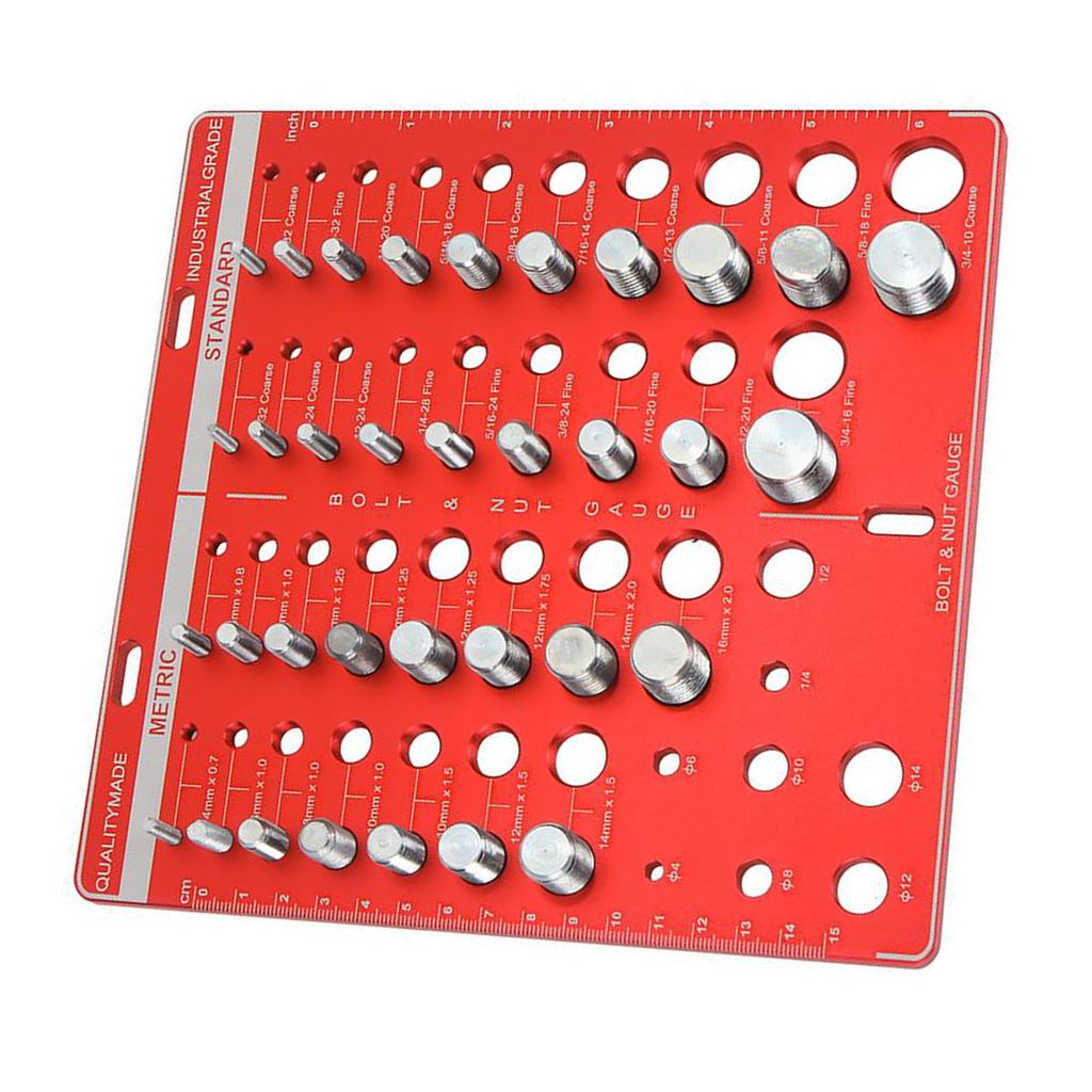 34 Nut and Bolt Thread Checker Aluminum Alloy Standard Size Inch and Metric Thread Identifier Gauge