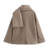 Fashionable Women's Casual Detachable Scarf Woolen Coat Jacket