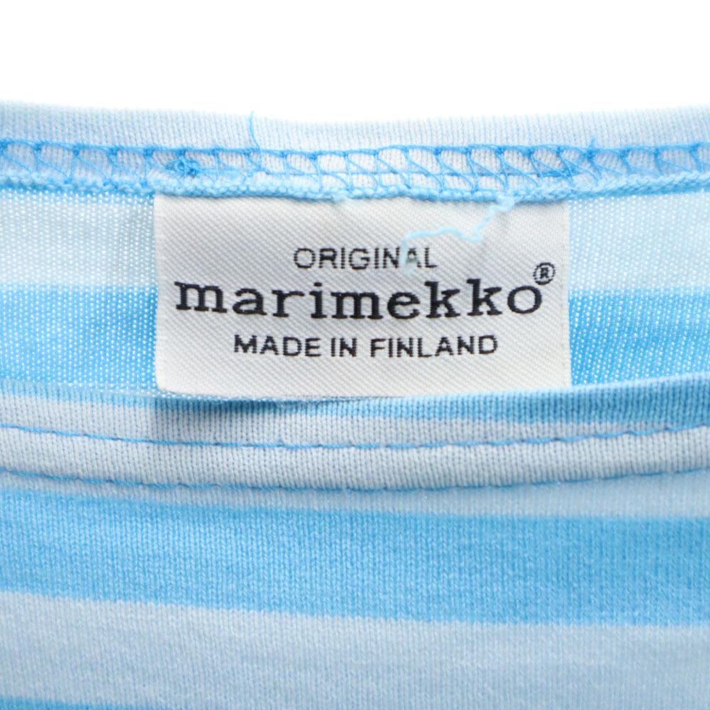 marimekko border Short sleeve Cut S Blue Women Used