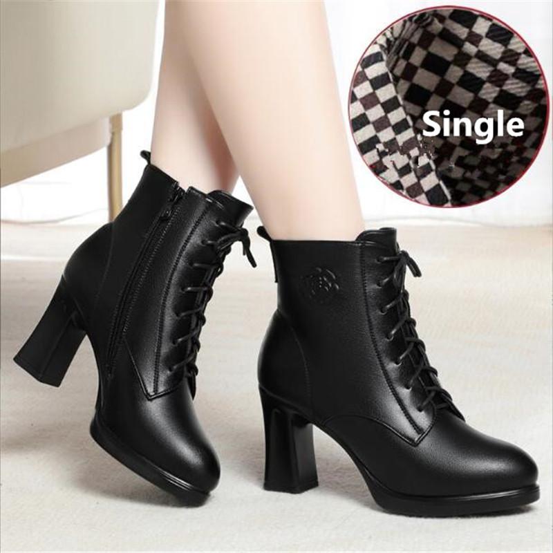 Fashion Shoes Woman Platform Boots Autumn Winter Plush Warm Ankle Boots For Women Top Quality High Heels Shoes Big Size 34-41